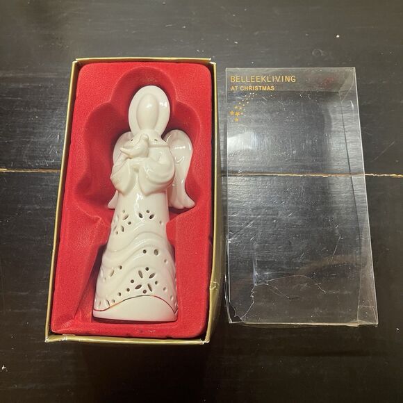 Belleek Living 6” Ivory & Gold Angel Of Peace Figurine Ceramic Tree Topper - Picture 9 of 9